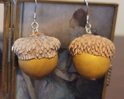 Handmade Acorn Earrings - image1
